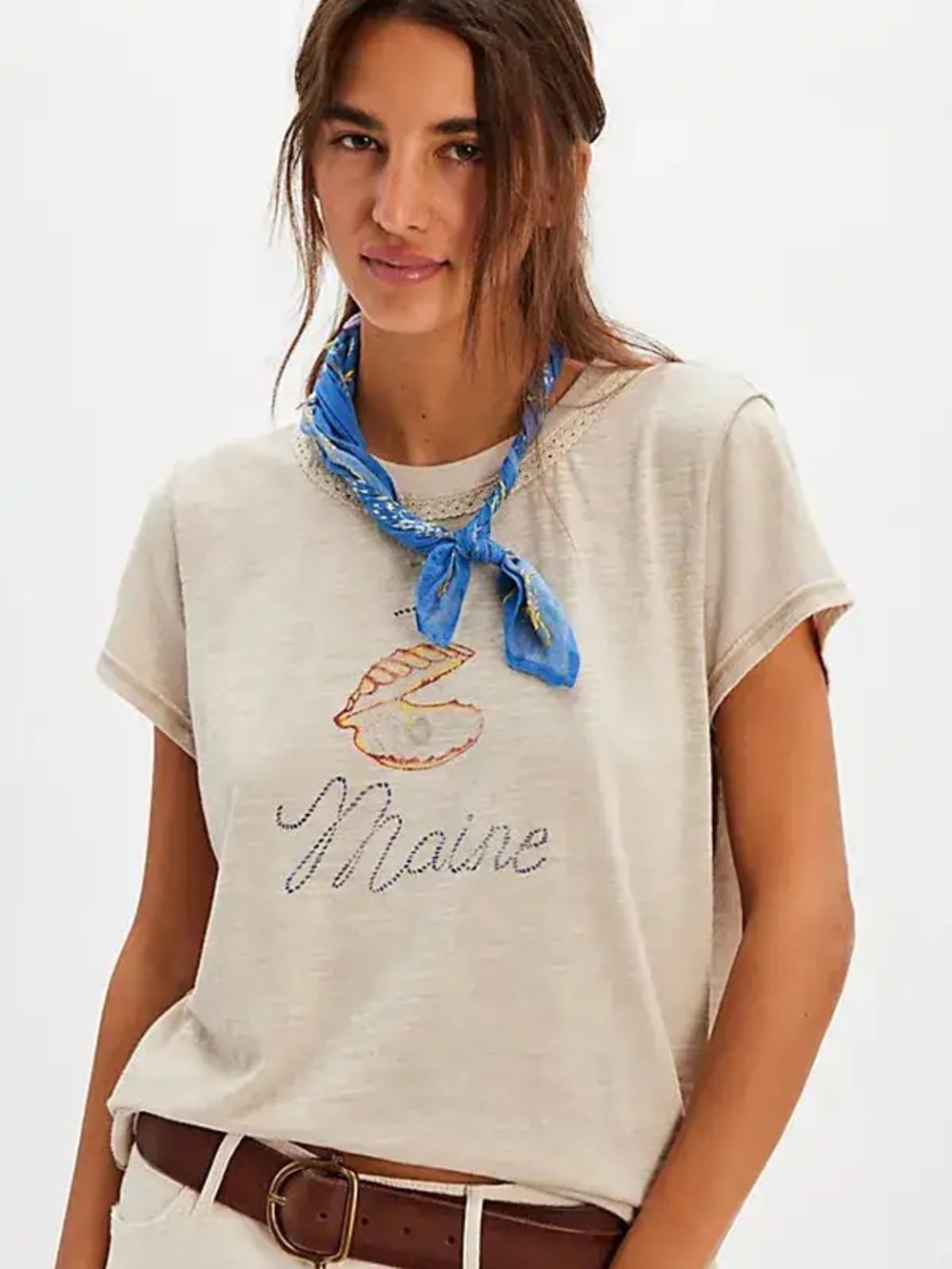 Free People We The Free Maine Souvenir Graphic Tee Cream M